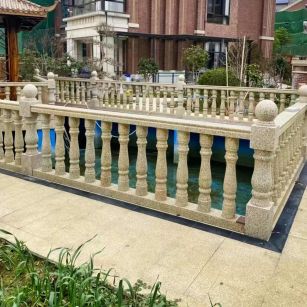 池州黄金麻花岗岩石材栏杆，扶手，将军柱，花瓶柱