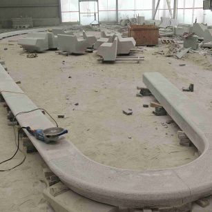 池州 芝麻白花岗岩弧形花坛石，坐凳石