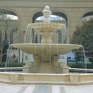 池州 黄金麻花岗岩异型加工——户外庭院石雕流水喷泉