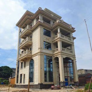 池州 黄金麻花岗岩石材别墅外墙干挂搭配（雕花栏杆花瓶柱门楼罗马柱）