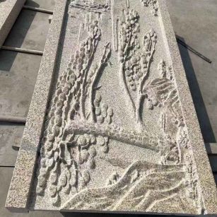 池州 黄金麻雕刻板浮雕迎客松