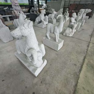 池州 芝麻白花岗岩造型立体雕刻——十二生肖