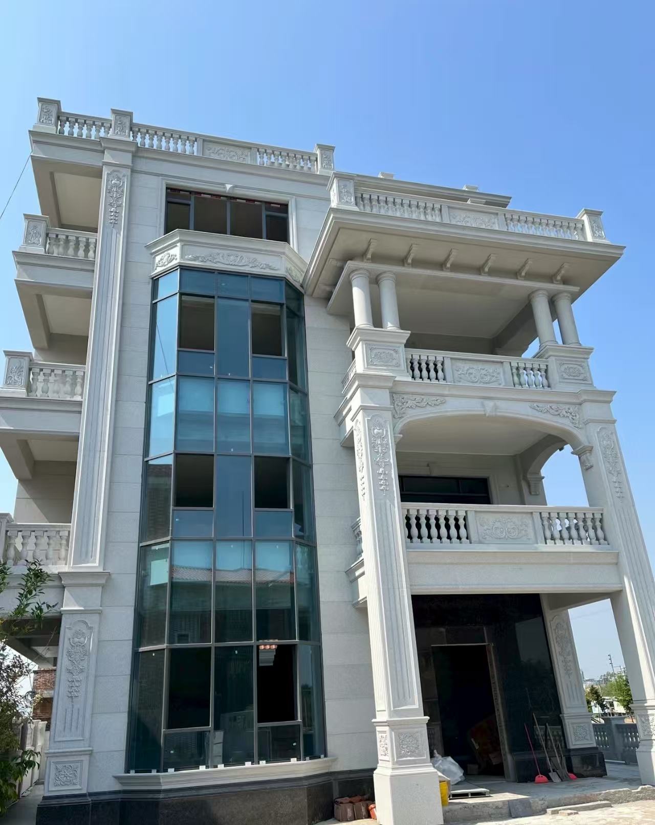 池州 白麻花岗岩别墅外墙干挂效果展示