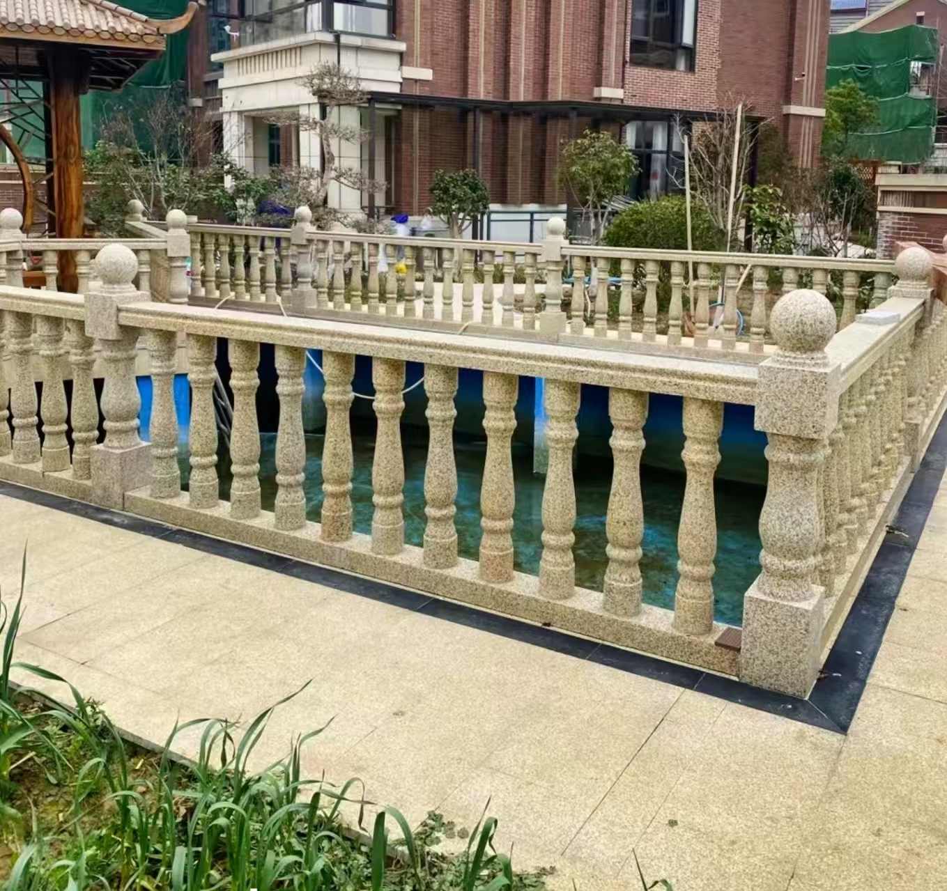 池州黄金麻花岗岩石材栏杆，扶手，将军柱，花瓶柱